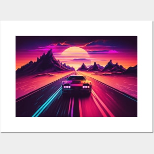 Retrowave Aesthetic Car Posters and Art